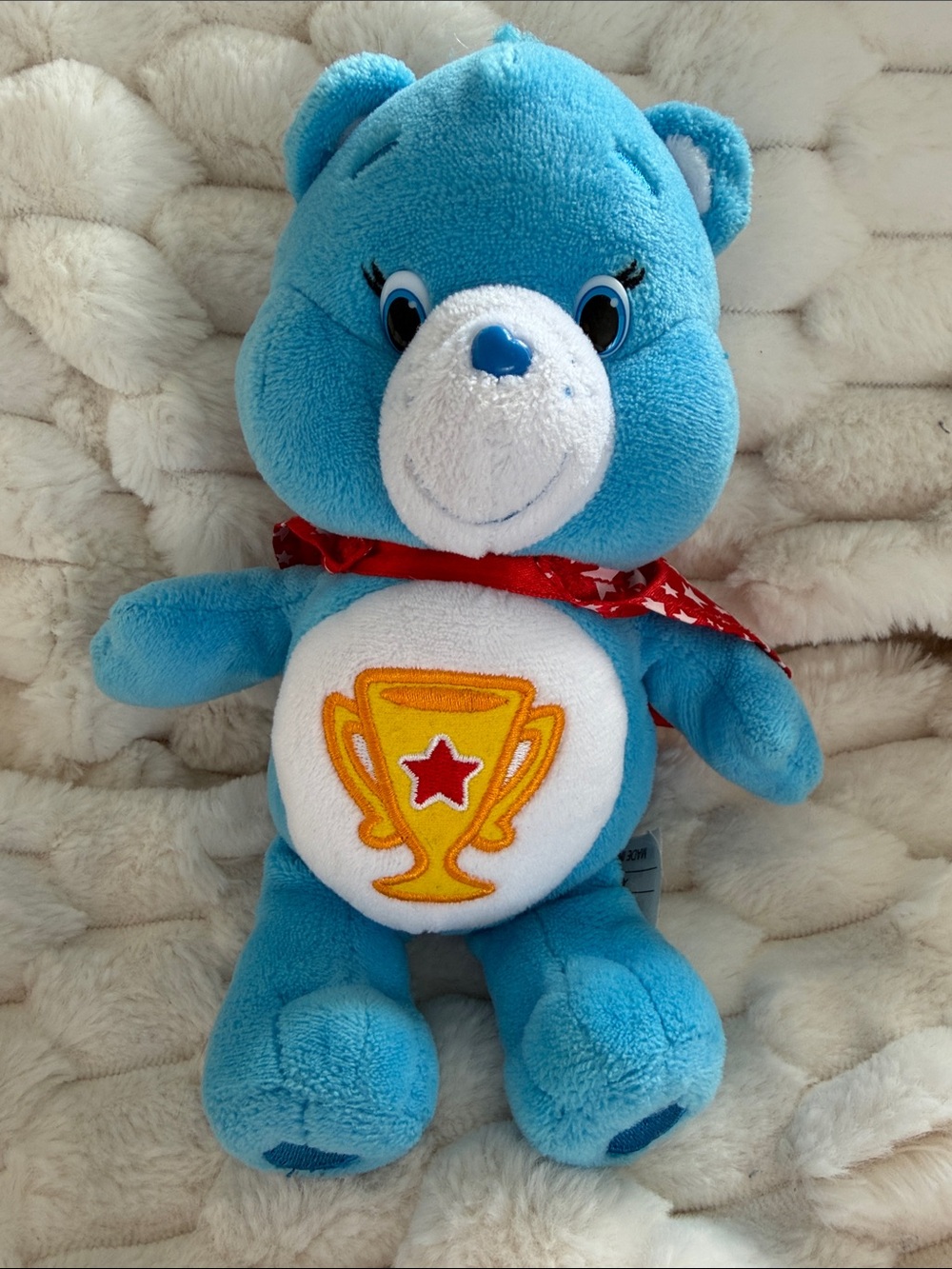 2017 Care Bears Champ Bear Super Hero Red Cape 8”